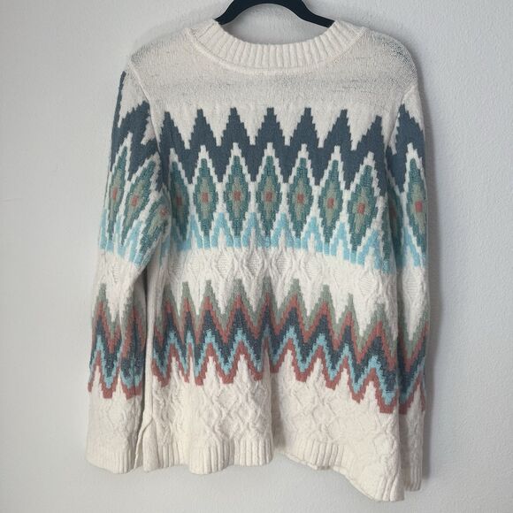 Talbots Zig-Zag Fair Isle Crewneck Pullover Sweater Long Sleeve Size LP - Picture 4 of 7